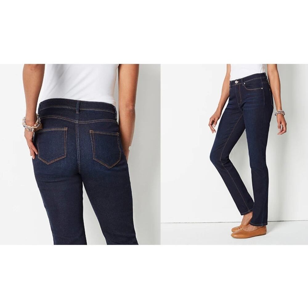 J. Jill Denim high rise straight leg dark wash jeans sz 16 petite WJ182